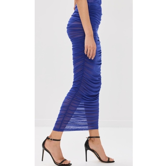 NWT Good American Women's Mesh Ruched Maxi Skirt in Capri Blue Size XL - Picture 8 of 14